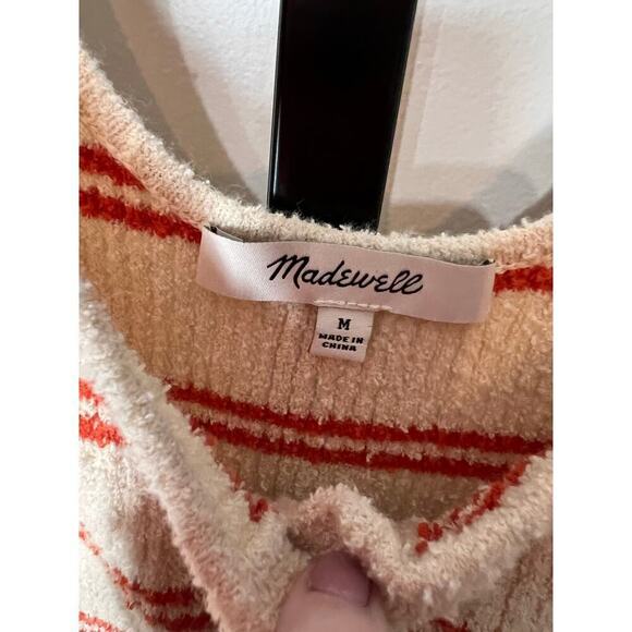 Madewell Kingston Button-Front Cream Striped Sweater Tank Top Size Medium - Picture 4 of 9